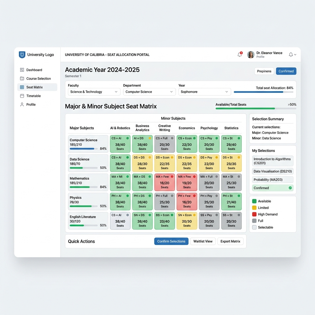 NEP Seat Matrix and Selection